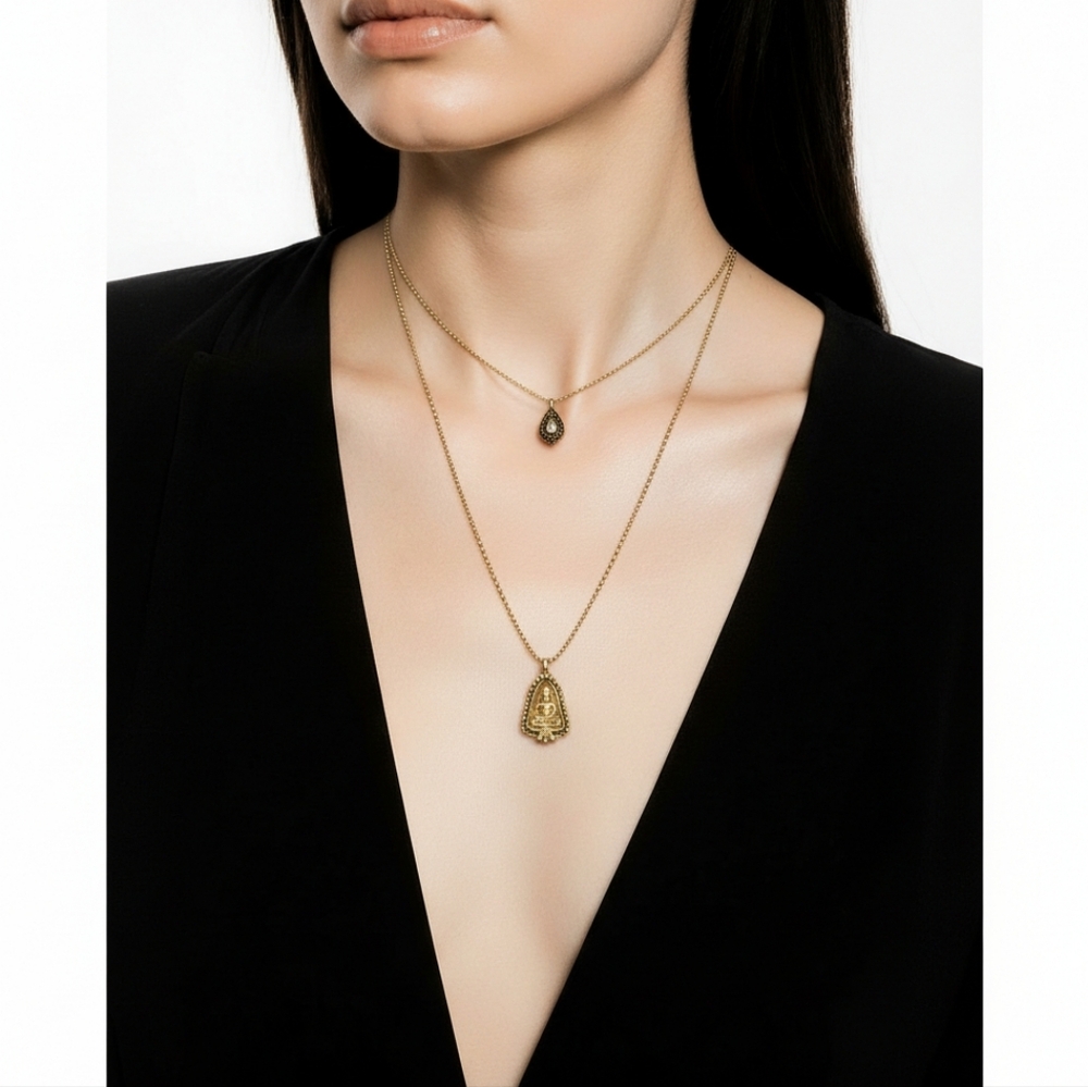 Alex And Ani Gold Boho Buddha layered necklace